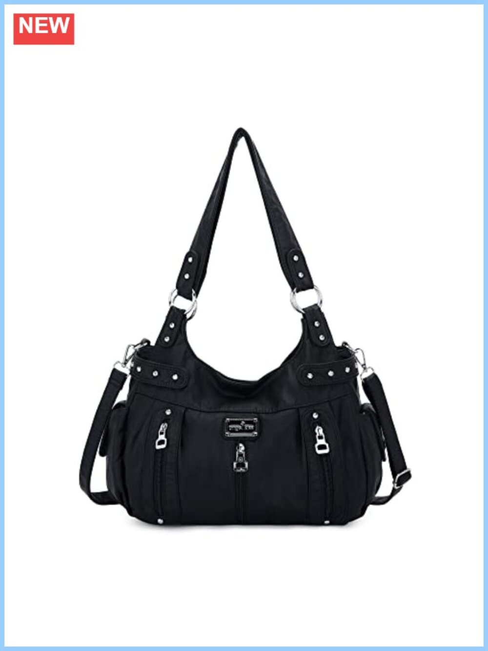 Washed Faux Leather Women's Crossbody Hobo Satchel Handbag Tote Purse Shoulder
